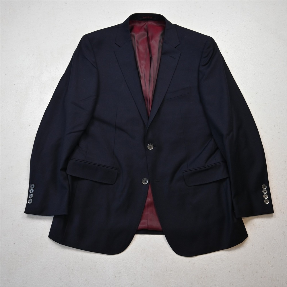 Byron 42R Navy Blue 100% Wool Slim Proper 2K Mens Blazer Suit Jacket Sport Coat